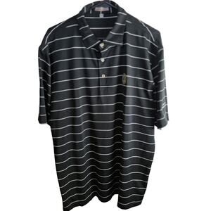 Peter Millar Black Striped New Jersey State Golf Association Polo Shirt Size XL